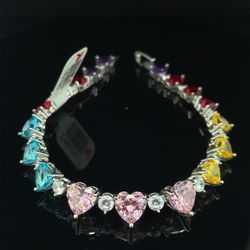 925 Silver 7” Heart Bracelet 17.30g 182789/2