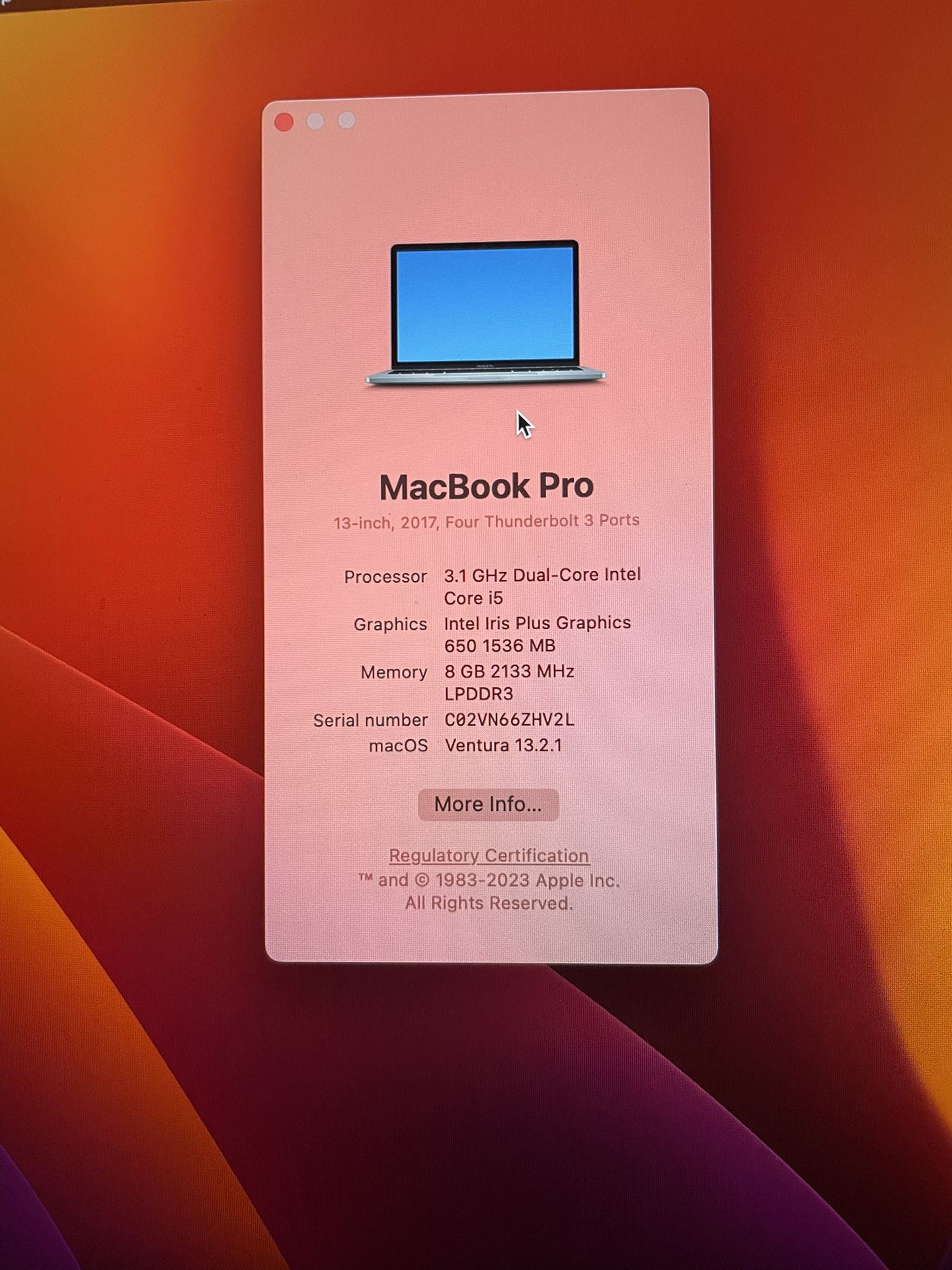 Apple MacBook Pro 2017 (Used)