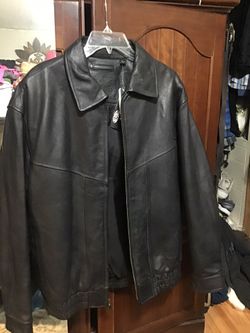 Roundtree And Yorke Thick Black Leather Jacket Nwt Large