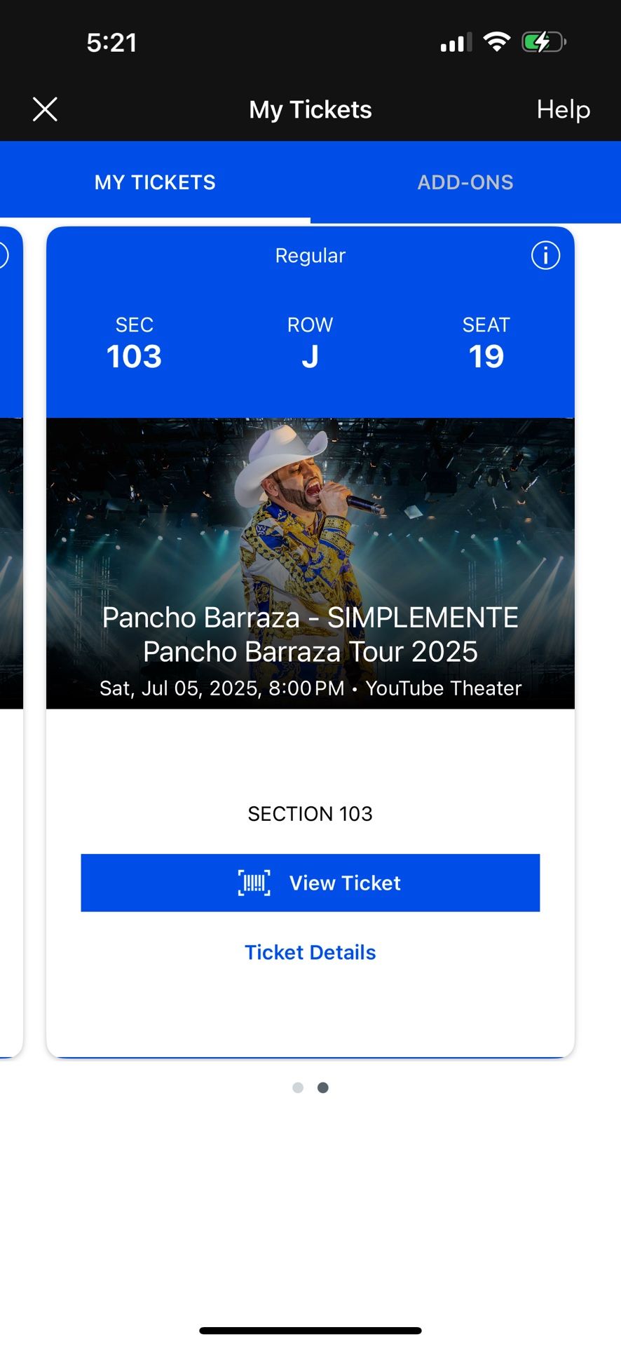 2 Pancho Barraza Tickets!