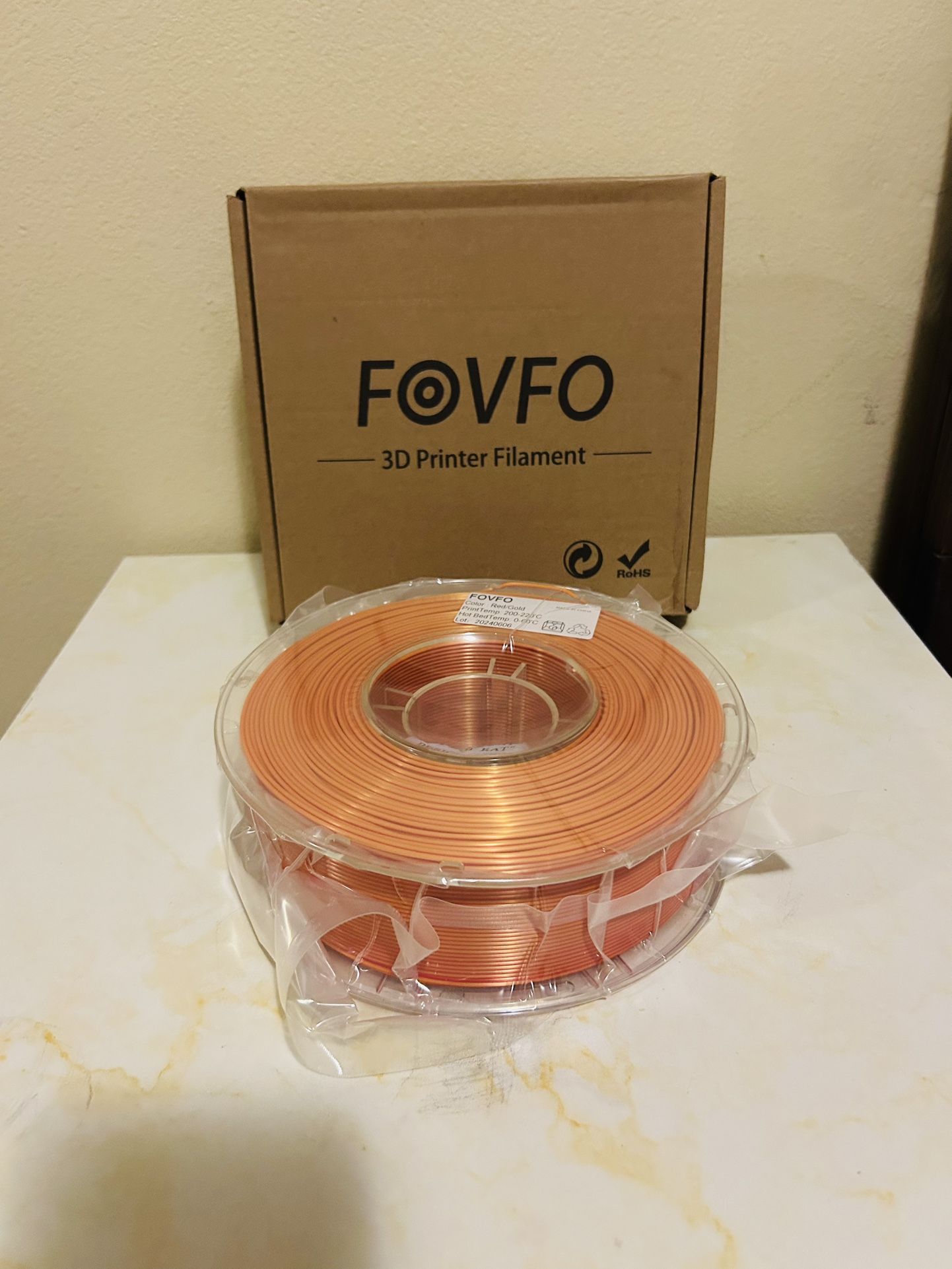 PLA filament, two-color polylactic acid filament, two-color PLA filament, gold red PLA filament,