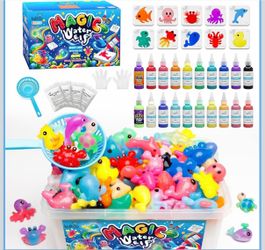Kiditos Magic Water Elf Toy Kit,Squishies for Kids, DIY Sensory Craft Kit 20 Gels & 10 Molds, Glow in the Dark & Color Changing Gel Water Pets Aqua Fa
