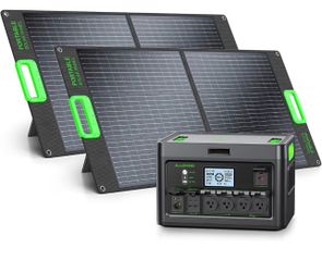2400W Portable Power Station with 2x100W Solar Panel