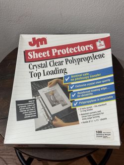 JM Sheet Protectors Clear 100Pcs Crystal Clear Polypropylene Topl Loading