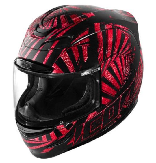 Icon Airmada Motorcycle Helmet Red/Black with Icon Optics Face Shield - Large