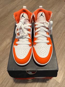 Air Jordan 1 Mid Orange White Sneakers (Lightly USED)