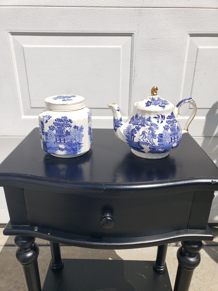 Vintage Teapot And Jar  - Both For $30