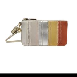 Vintage Coach Suede Multi Color Stripe Y2K Wristlet