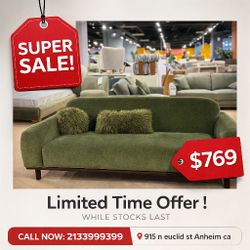 Olive green chenille sofa // Limited Time Offer 