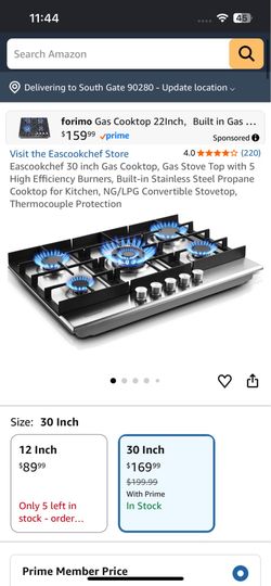 Eascookchef 30 inch Gas Cooktop, Gas Stove Top with 5 High Efficiency Burners
