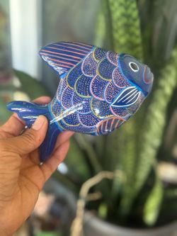 Vtg Mexican Folk Art Hand Painted Fish