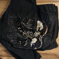 Designer crop shirt black eagle in the back