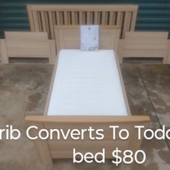 Crib Converts To Toddler Bed $80