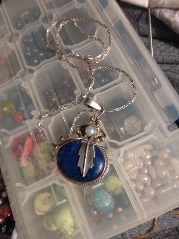 lapis pendant with chain