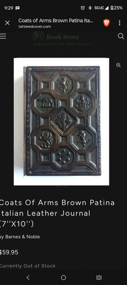 Coats of Arms Brown Patina Italian Leather Journal Diary