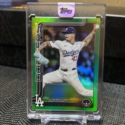 2025 Topps Update Encased #US132  Anthony Banda Green Rainbow Foil #/99 Dodgers