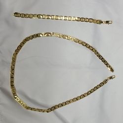 14 Karat Gold Plated Necklace & Bracelet Set