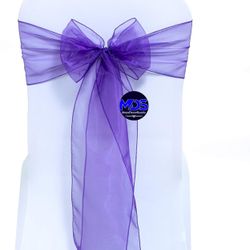Organza Chair Sashes Bows With Flowers