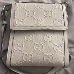 GUCCI GG Embossed Leather Crossbody Bag