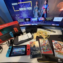 Nintendo Switch With 3 Games And Accessories 
