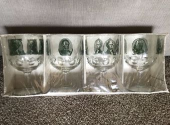 Vintage Sudset USA American Founding Fathers Beer Goblets Glasses
