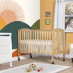 Dream On Me, Full Size 2-in-1 Folding Stationary Side Crib, Natural