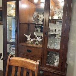8 Seat Dinner Table And Glass And China Cabinet 