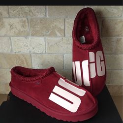 NEW UGG MENS TASMAN CHOPD LOGO RIBBON RED SLIPPER SHOES/ SIZE 11