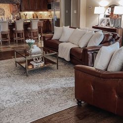 Brass & Glass Coffee Table & Matching End Tables