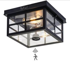 Outdoor Ceiling Light with Motion Sensor,2-Light Outdoor Ceiling Lights for Porch Flush Mount Motion Sensor,Dusk to Dawn Outdoor Light Fixture Ceiling