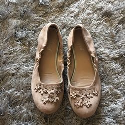 Suede tan woman flats shoes size 9.5