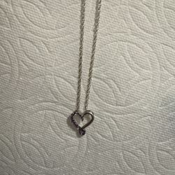 18” Silver 925 Rope Chain With Heart Pendant.