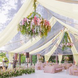 6 Panels Ivory Ceiling Drapes for Wedding 5ftx30ft Sheer Drapery Chiffon Fabric Arch Draping Curtains for Party Ceremony Birthday Baby Shower Receptio