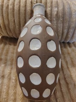 Rustic Polka Dot Ceramic Vase (14" Tall)