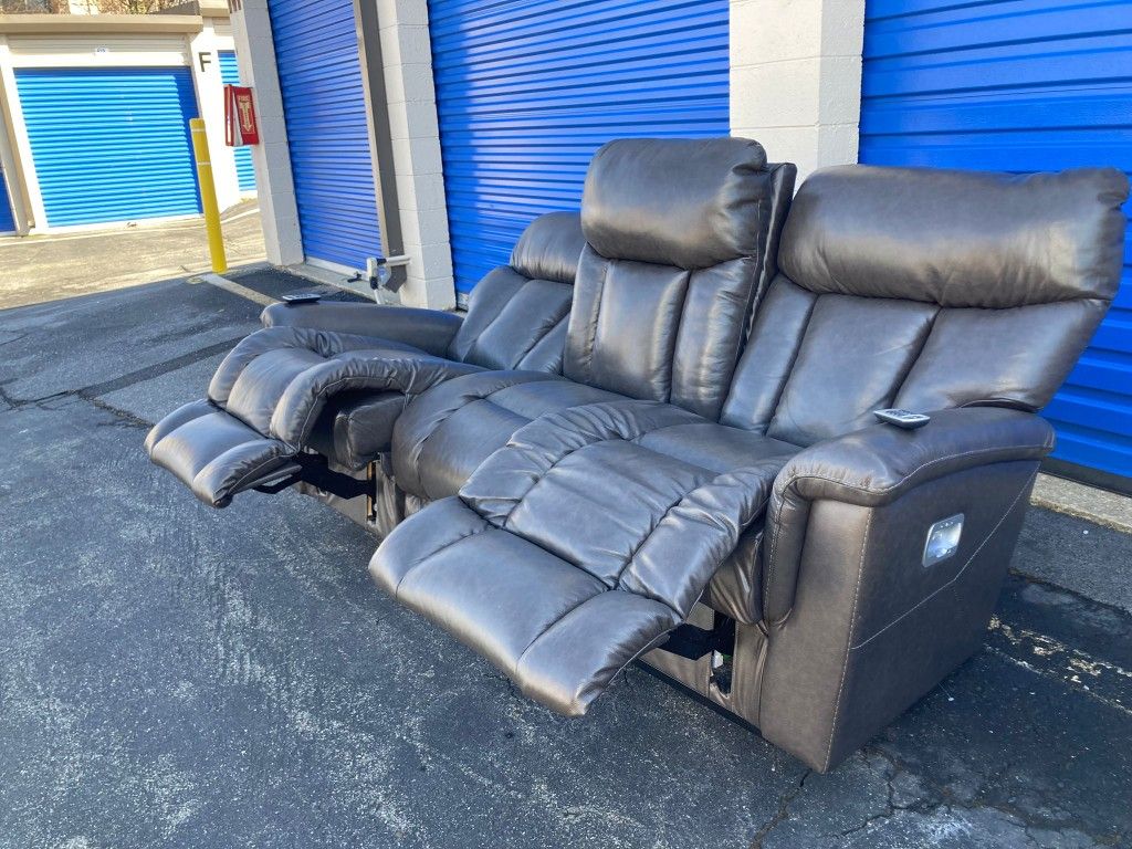 LAZYBOY LEATHER POWER RECLINER SOFA 