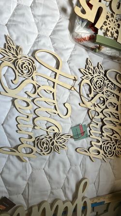 Wooden Floral Script Wall Signs Set of 2