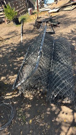 Chain link fence with a door