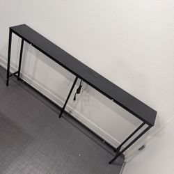 SUPERJARE Console Table with Outlet, 63 Inch Sofa Table with Charging Station, Narrow Entryway Table