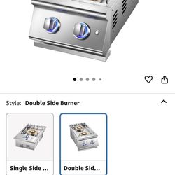 Grilling Side Burners for Outdoor Kitchen, 2 * 18,000BTU Natural Gas Side Burner