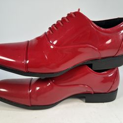 Stacy Adams Men’s 10M Red Patent Leather Oxford Dress Shoes Cap Toe