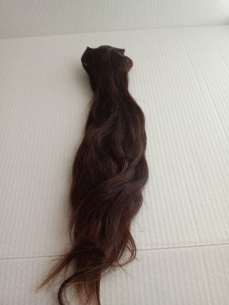 Used 16" Dark brown Clip on Human Human Extensions - get length and fullness 