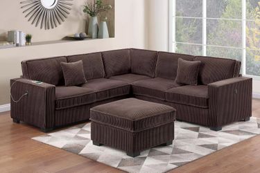 Exclusive online price Sectional Set w/Cocktail Ottoma   Corduroy