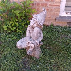 24" Mythical Statuary Pixie Ornament Sitting Boy Vintage Statue Outdoor Patio Decor 