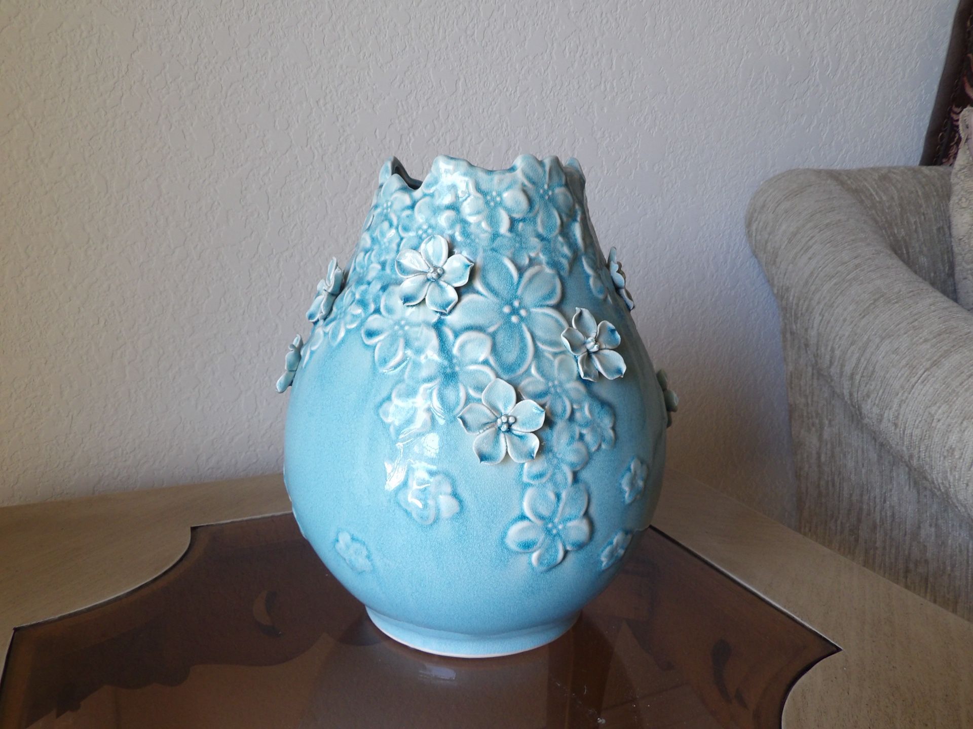 Blue Flowers Ceramic Vase