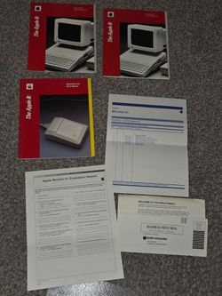 1984 Apple IIC Manuals and Registration card & packing list, eval report

Everything you see in the pictures is included. Apple IIC owners manual, App