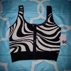 S Black and White Top