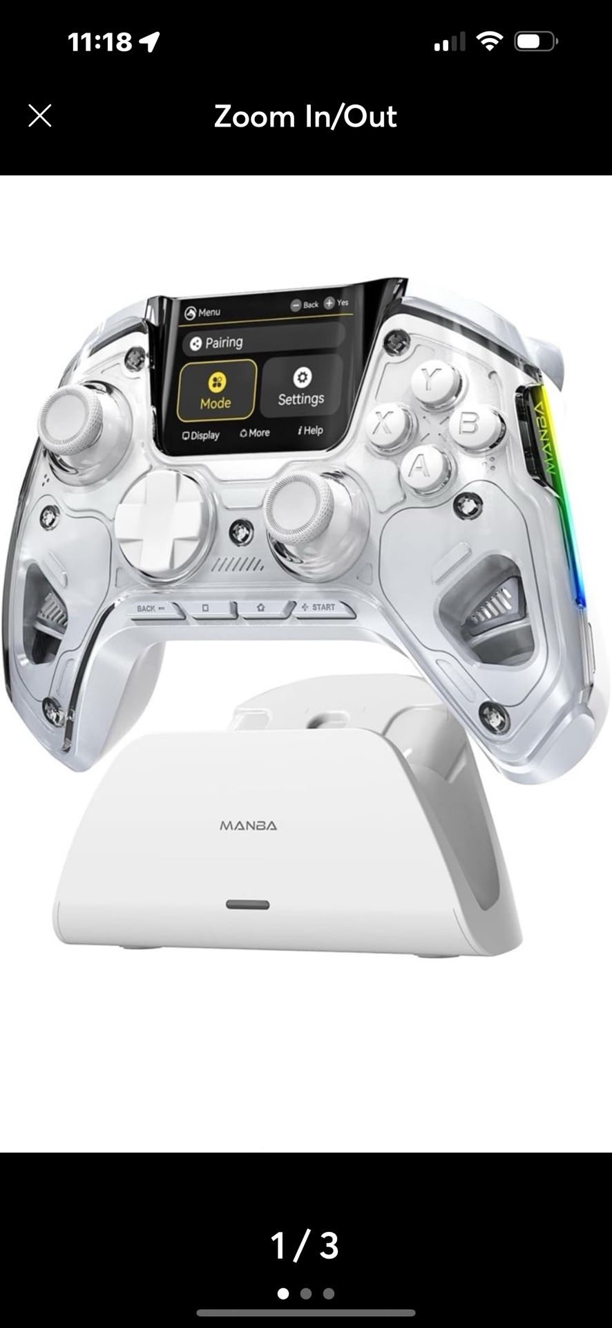 ManbaOne Interactive Screen Wireless Gaming Controller for PC/Switch/iOS/Android