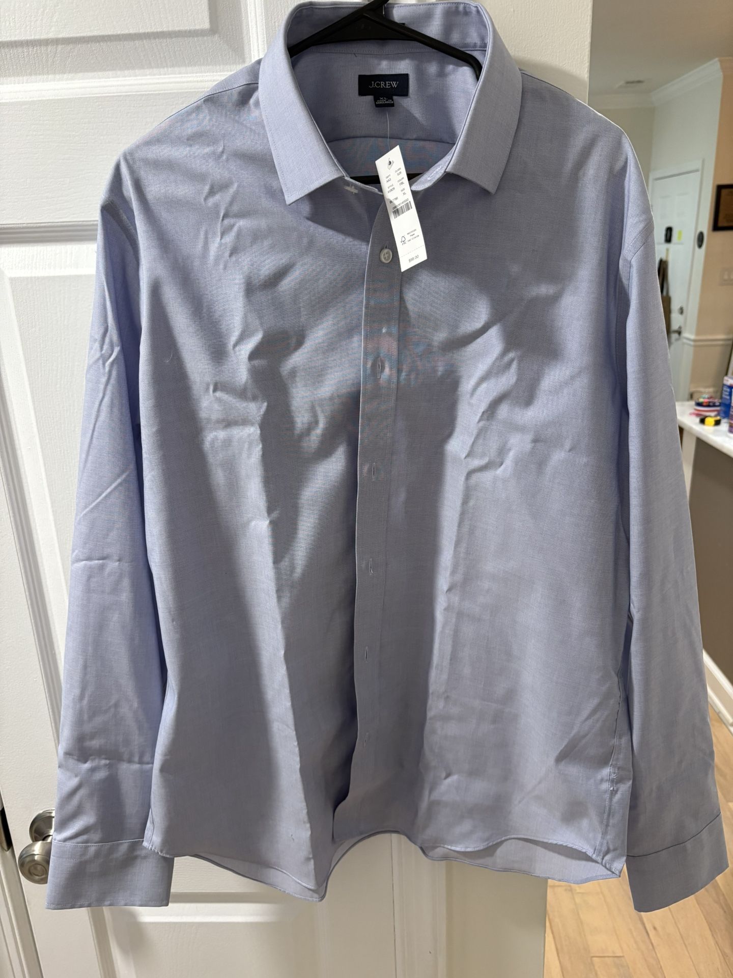 JCREW Bowery Blue performance stretch dress shirt W/ spread collar, XL, Not Worn