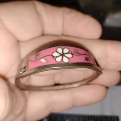 Child's Vintage Sterling Silver Inlay Bracelet 