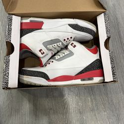 Air jordan 3 fire red: size 8 1/2 mens